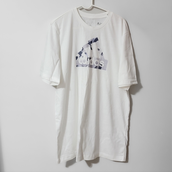 Adidas Men's White and Blue Logo Tee XLT - Picture 1 of 7